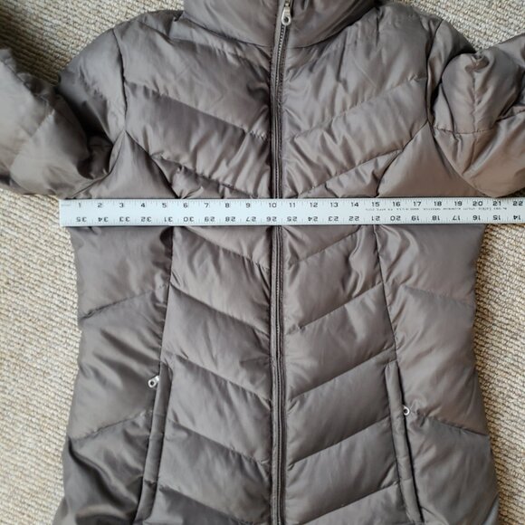 Eddie Bauer EB550  Women's Tall Medium Goose Down Puffer Jacket TAUPE - Picture 12 of 14